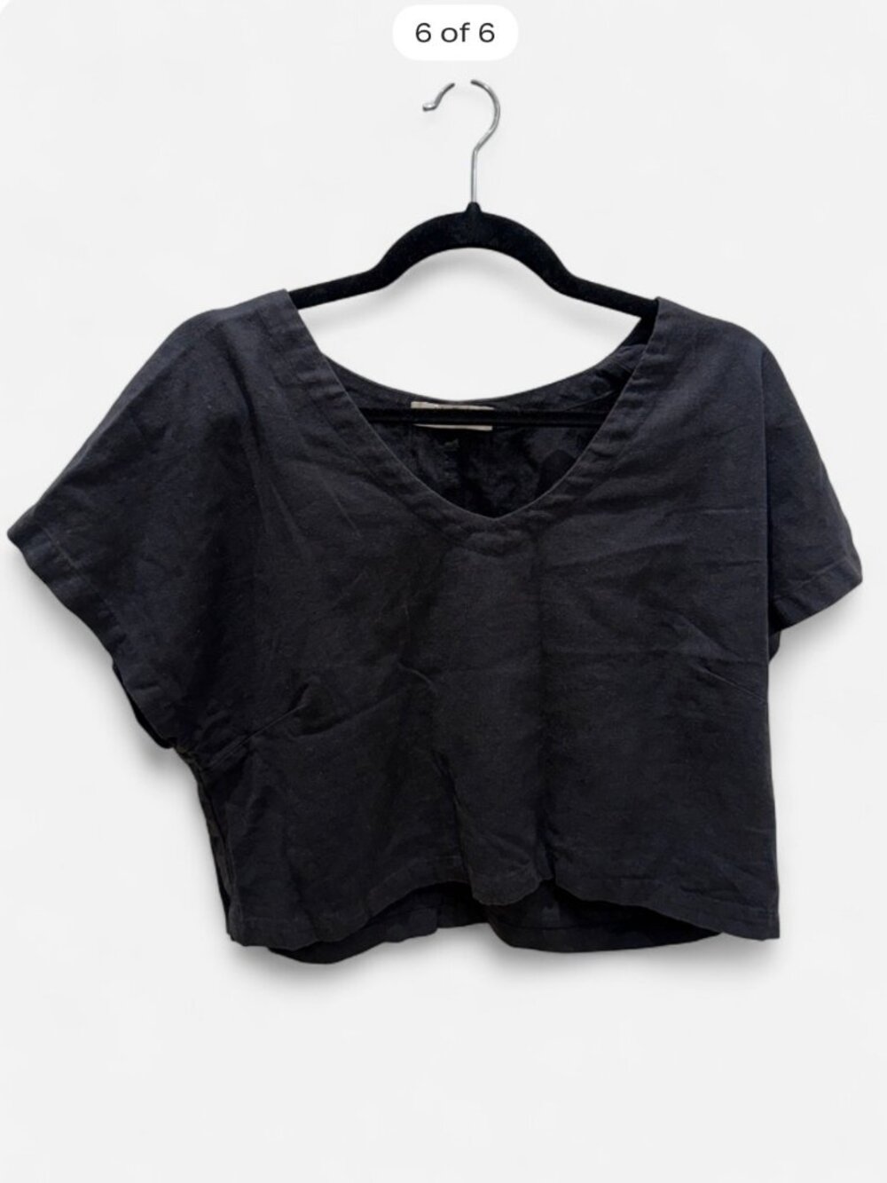 Aura Black Linen Crop Top